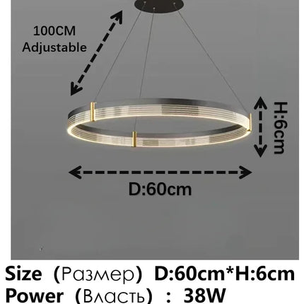 Lustre LED anneau moderne en acrylique avec cercle intérieur — LZ4X9M