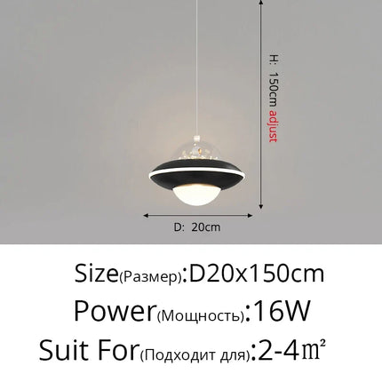 Lustre nordique moderne OVNI pour garçon style dessin animé — LZ4X9T