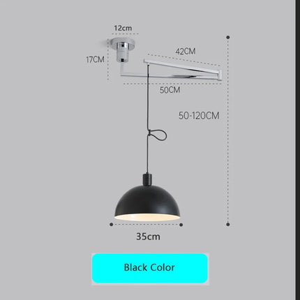 Suspension LED extensible avec abat-jour noir et chrome pour salon et salle à manger — LZ4X9P