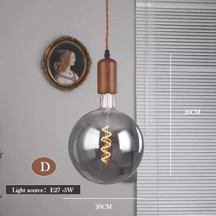 Lustre rétro en verre d'art avec bois massif pour intérieur — LZ4X9P