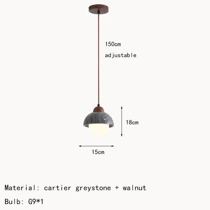 Suspension élégante en pierre naturelle et bois — LZ4X9P2Q
