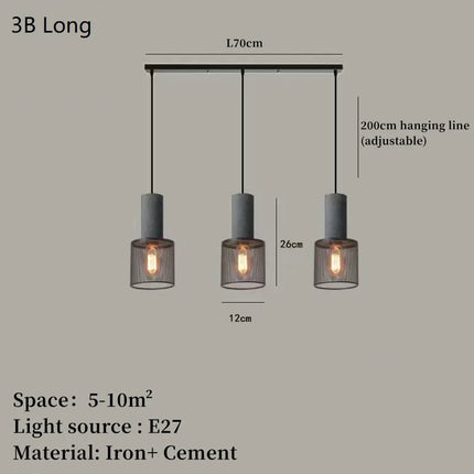 Suspension industrielle en béton avec abat-jour en fer — LZ4X9P
