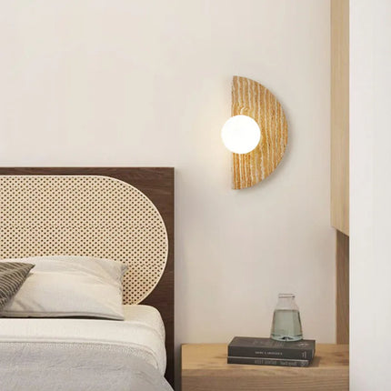 Applique murale en pierre naturelle avec verre blanc demi-cercle — LZ4N7Q1