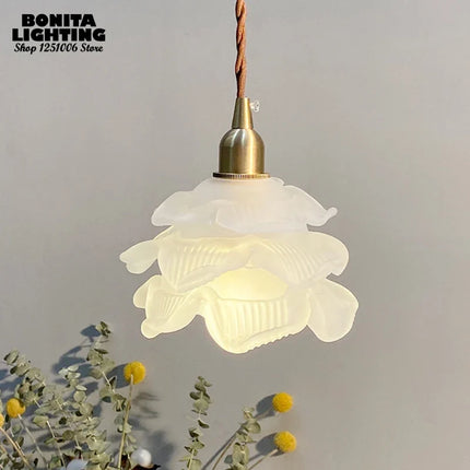 Suspension rétro en verre aux pétales design fait main — LZ4F9Q2