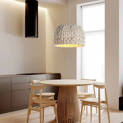 Lustre suspension LED minimaliste en corde tricotée style wabi-sabi — LZ4N7Q2P