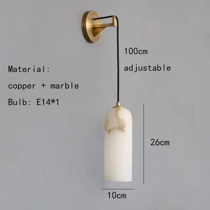 Applique murale minimaliste en marbre naturel avec câble ajustable — LZ4X9P2