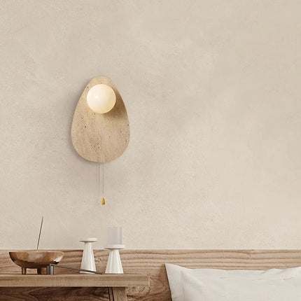 Applique murale vintage en pierre naturelle avec abat-jour en verre et LED — LZ4M9X2Q