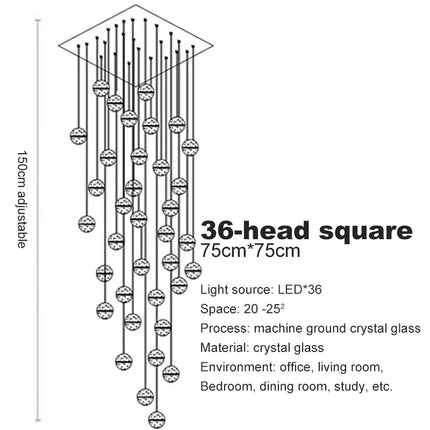 lustre en cristal moderne avec boule tournante led suspendue
