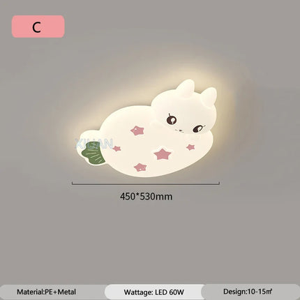plafonnier lapin aux fraises pour chambre d'enfant décoration lumineuse