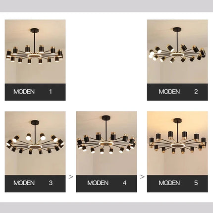 Lustre moderne noir et or au design épuré — LZ4P9X