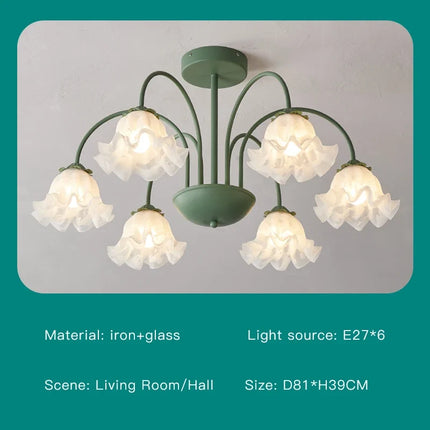 Lustre en verre à pétales pour décoration intérieure kawaii — LZ4X9T
