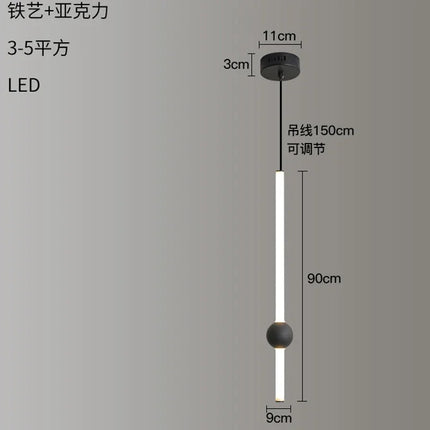 Lustre suspension à barre longue avec éclairage LED intégré — LZ4P9X
