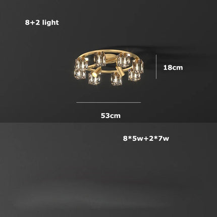 Plafonnier LED cube cristal design moderne cuivre et noir argenté — LZ4X9J2