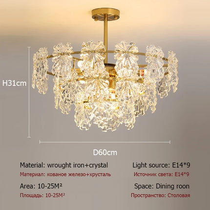 Lustre suspension moderne en cristal orné de fleurs — LZ4X9T