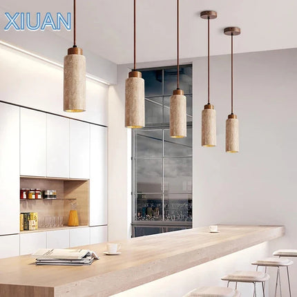 Lustre LED en pierre naturelle style wabi-sabi — LZ4X9T2