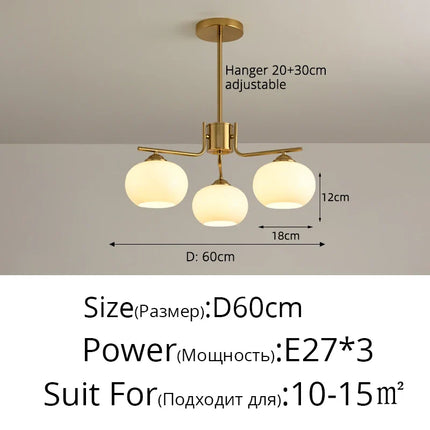 Lustre suspension nordique en verre blanc pour plafond — LZ4M9Q2