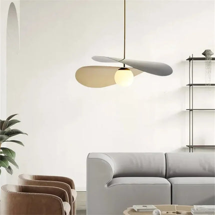 Suspension design en métal avec abat-jour tissu motif lotus style loft — LZ4D9XQ