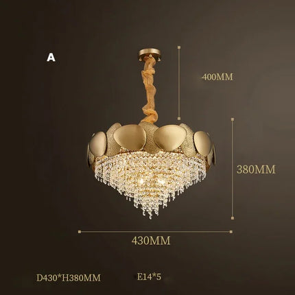 Lustre moderne en cristal avec pampilles et éclairage LED — LZ4X9T