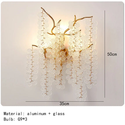 Applique murale LED art déco en cristal et aluminium doré — LZ4X9P2