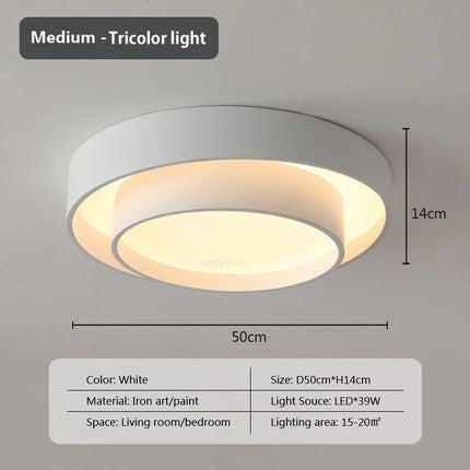 Plafonnier LED blanc minimaliste double cercle moderne — LZ4X9P2