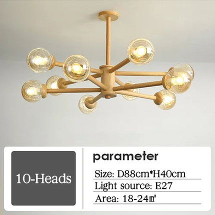 Lustre moderne en bois avec abat-jour en verre pour intérieur — LZ4X9P