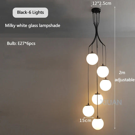 Lustre suspension nordique avec globes en verre laiteux — LZ4P9XQ