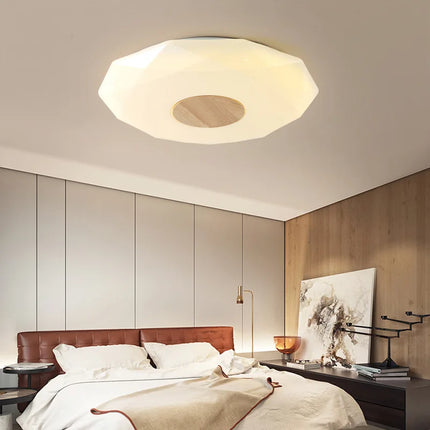 Plafonnier LED minimaliste en bois massif forme étoile diamant — LZ4X9QJ