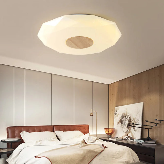 Plafonnier LED minimaliste en bois massif forme étoile diamant — LZ4X9QJ