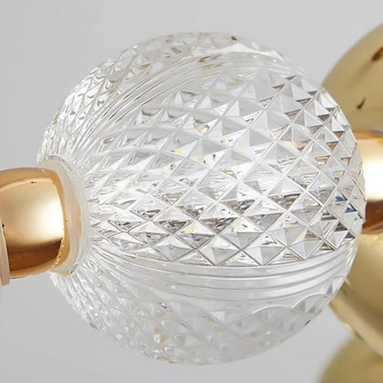 Lustre LED boule acrylique avec anneau doré et fils réglables — LZ4X9P2