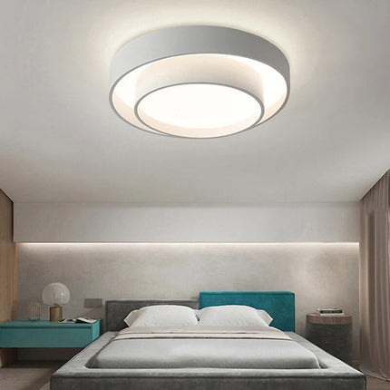 Plafonnier LED blanc minimaliste double cercle moderne — LZ4X9P2