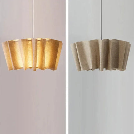 Suspension plissée en lin fait main style vintage Wabi Sabi — LZ4X9T