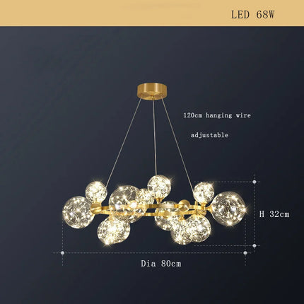 Lustre minimaliste en cuivre avec abat-jour étoile LED — LZ4X9T2