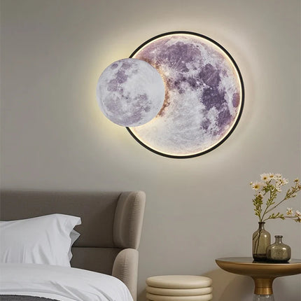 Applique murale ronde lune moderne pour intérieur et cadeau — LZ4X7Q