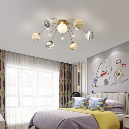 Suspension boule design planète style art déco en métal — LZ4X9P