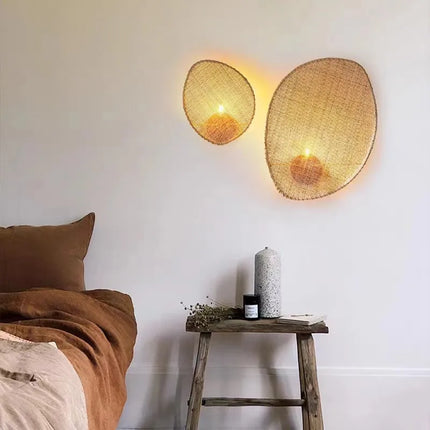 Applique murale en rotin tissé style wabi sabi pour décoration japonaise — LZ4X9T