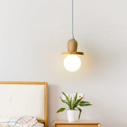 Lustre suspension en bois massif à trois têtes style nordique — LZ4N7Q2