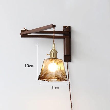 Applique murale LED télescopique style rétro japonais en laiton et verre — LZ4X9P2