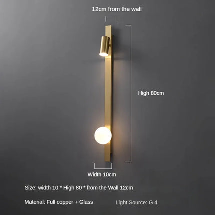 Applique murale en cuivre avec éclairage LED minimaliste et luxe — LZ4X9P2