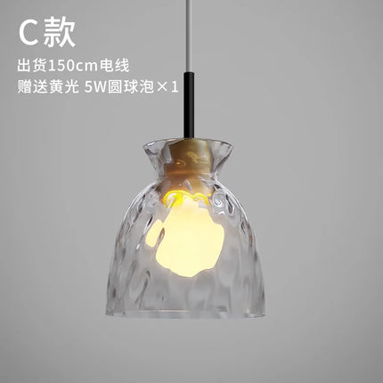 Suspension LED japonaise en bois et verre décoratif — LZ4X9P2