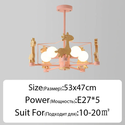 Lustre en bois à motif animal pour chambre d’enfant — LZ4X9P