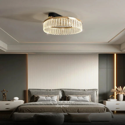 Lustre LED en cristal à anneaux multiples et formes losange et rond — LZ4X9P2