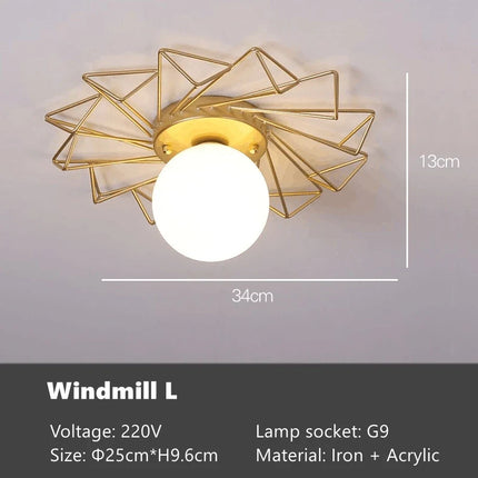 Plafonnier doré luxe style nordique feuille de lotus en montage surface — LZ4P9XQ