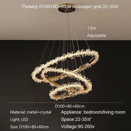 lustre nordique de luxe en cristal pour décoration moderne