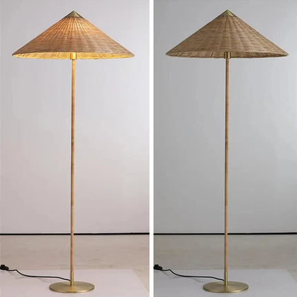 Lampadaire artisanal en rotin tissé style japonais — LZ4X9P2Q