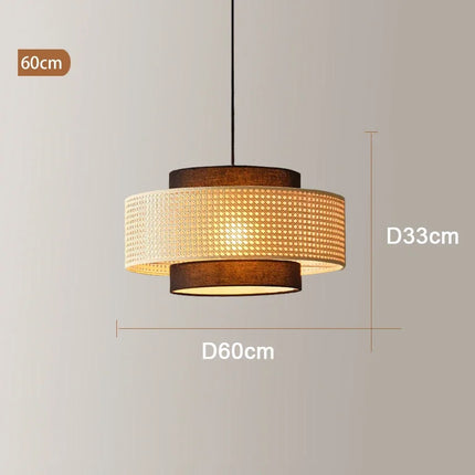 Suspension design à cannage en bambou rotin LED déco