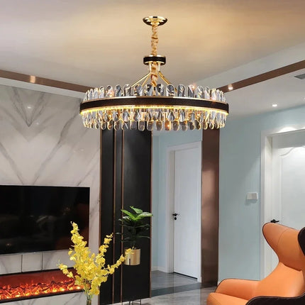 Lustre rond moderne à LED avec cristaux — LZ4X9T2