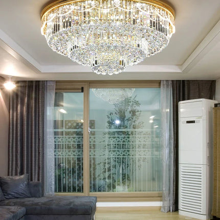 Plafonnier LED variable en cristal et acier inoxydable pour intérieur moderne — LZ7D4Q