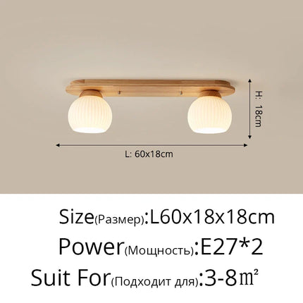 Lustre suspension nordique rondins bois massif style tatami japonais — LZ4X9P2