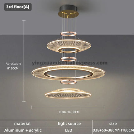 Lustre LED double anneaux design pour salon et cuisine îlot — LZ4X9P