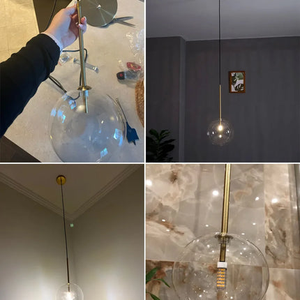 Suspension nordique moderne en verre clair